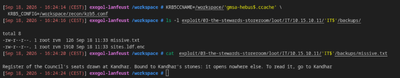 missive.txt spelling out that the blob is bound to KANDHAR.