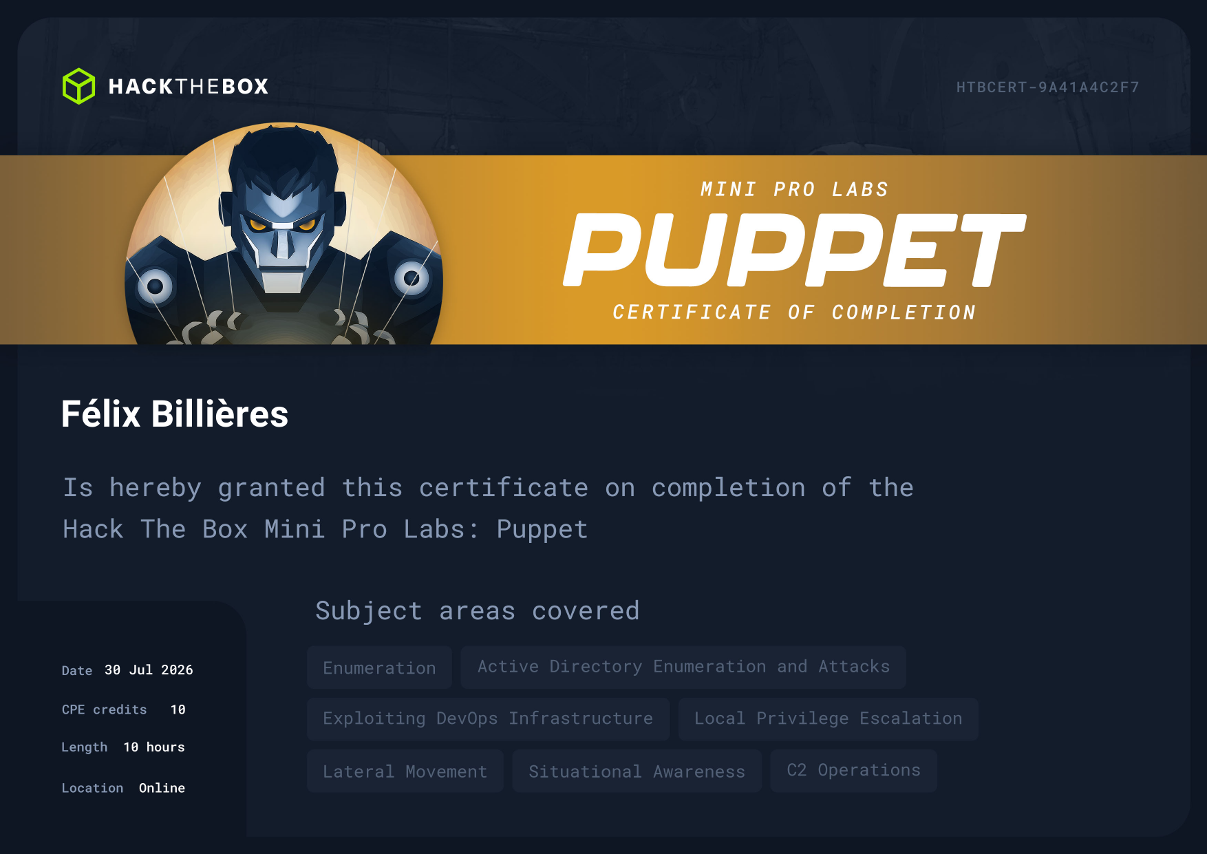 Puppet Certificate