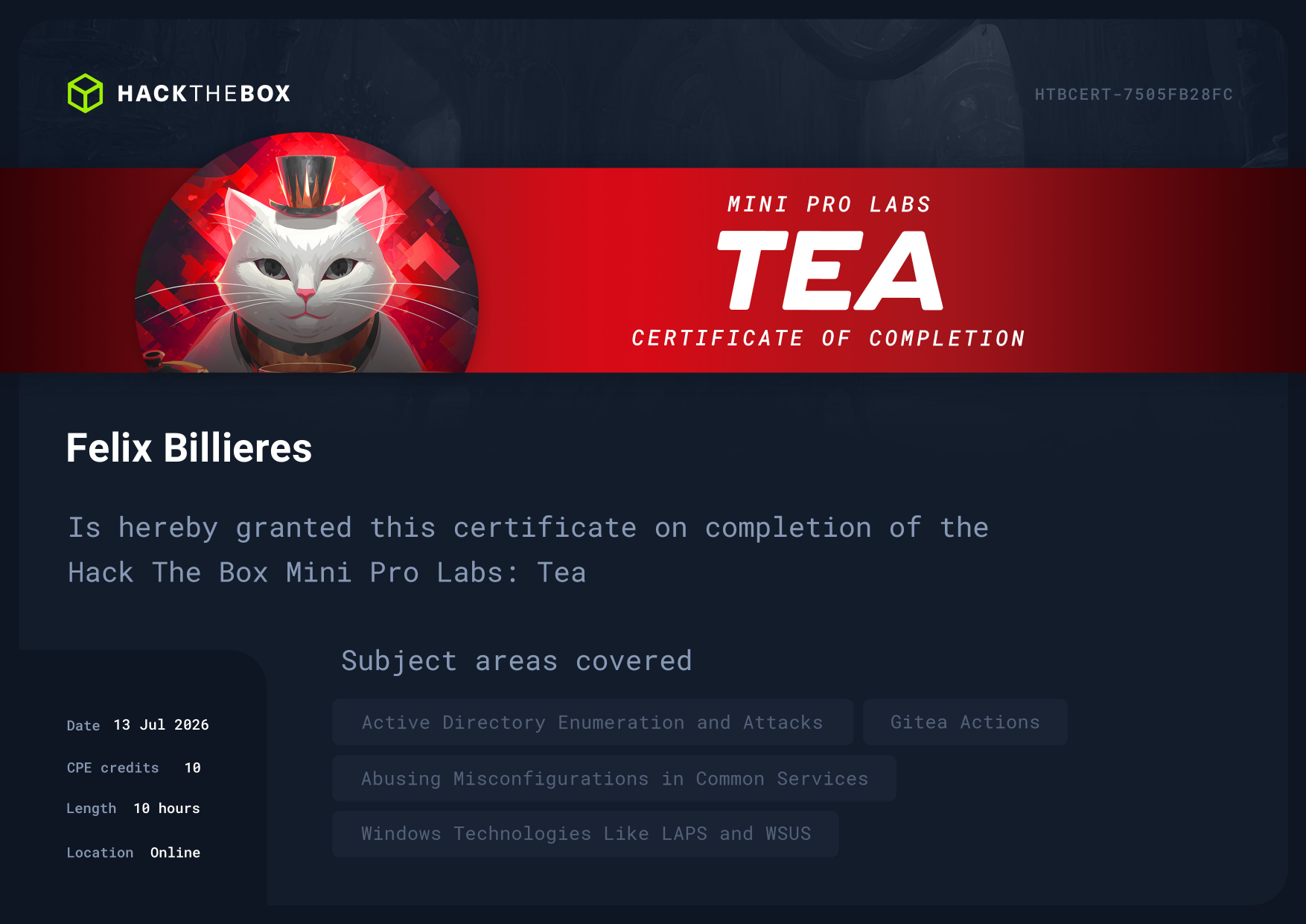 Tea Certificate